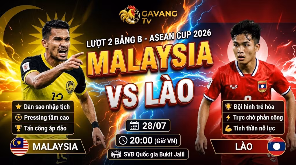 Nhận định Malaysia vs Lào, 20h00 ngày 28/7 – Bảng B ASEAN Cup 2026